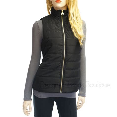 michael kors black vest gold zipper|Quilted Puffer Vest .